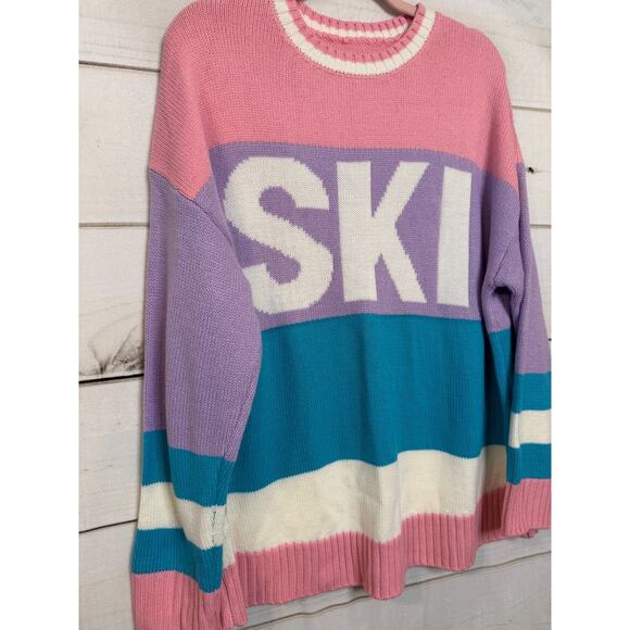 Unbranded SKI Sweater Pink Purple Blue Sz XL Winter Comfy Girls Trip - Picture 6 of 6